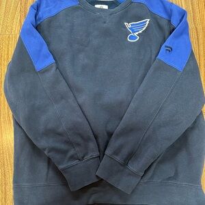 Fanatics Navy and Royal Blue Crewneck Sweatshirt with St. Louis Blues Logo